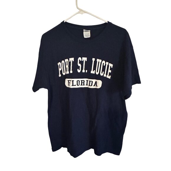 Port St. Lucie Florida on Delta Proweight tag blue and white tshirt size L - Picture 1 of 6